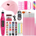 USB Plug-in Seashell Nail Lamp Mini UV Light Therapy Lamp Nail Polishers Stick Diamonds Tool Set(Rose Red)