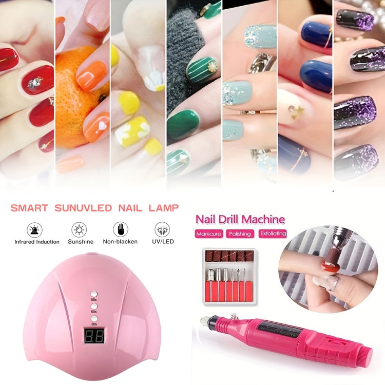 USB Plug-in Seashell Nail Lamp Mini UV Light Therapy Lamp Nail Polishers Stick Diamonds Tool Set(Rose Red)
