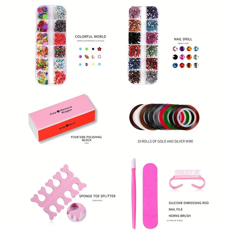 USB Plug-in Seashell Nail Lamp Mini UV Light Therapy Lamp Nail Polishers Stick Diamonds Tool Set(Rose Red)