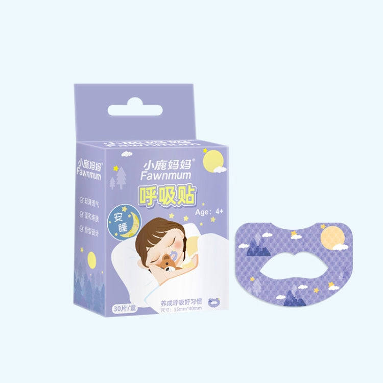 30pcs /Box Fawnmum Mouth Breathing Patch Night Stop Snoring Patch Anti-Snoring Closed Mouth Patch, Color: Children Purple