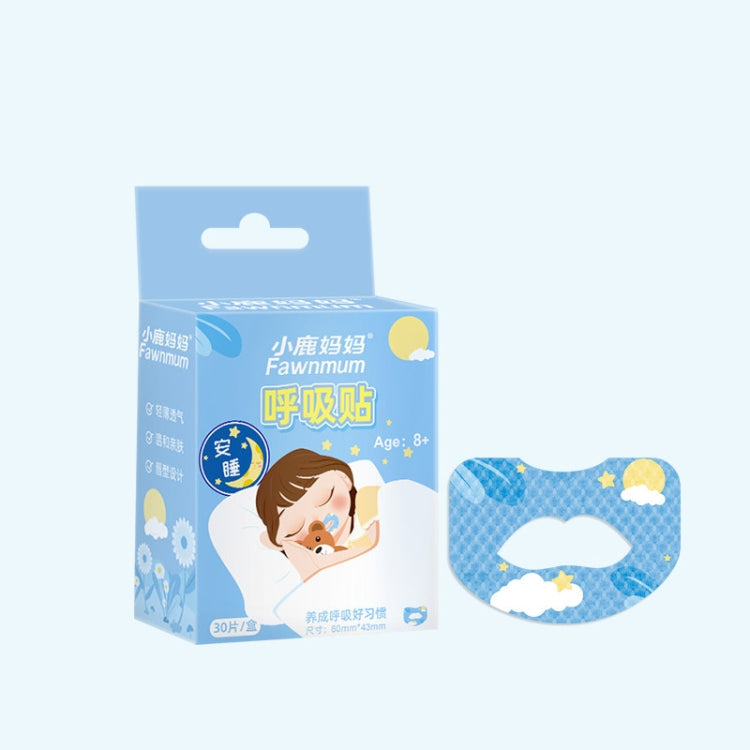 30pcs /Box Fawnmum Mouth Breathing Patch Night Stop Snoring Patch Anti-Snoring Closed Mouth Patch, Color: Children Blue