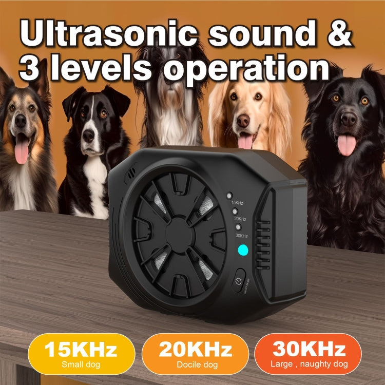 Ultrasonic Anti Dog Bark Device 3 Adjustable Levels Waterproof Bark Silencer(Black)