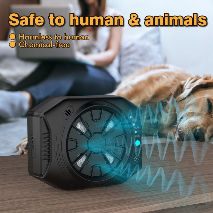Ultrasonic Anti Dog Bark Device 3 Adjustable Levels Waterproof Bark Silencer(Black)