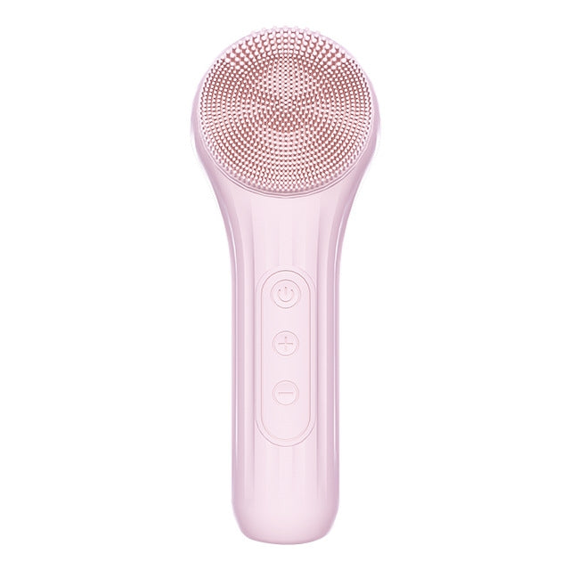 Sonic Waterproof Facial Cleansing Brush Rechargeable Hot Compress Face Scrubber Cleanser(Pink)