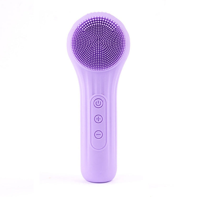 Sonic Waterproof Facial Cleansing Brush Rechargeable Hot Compress Face Scrubber Cleanser(Purple)