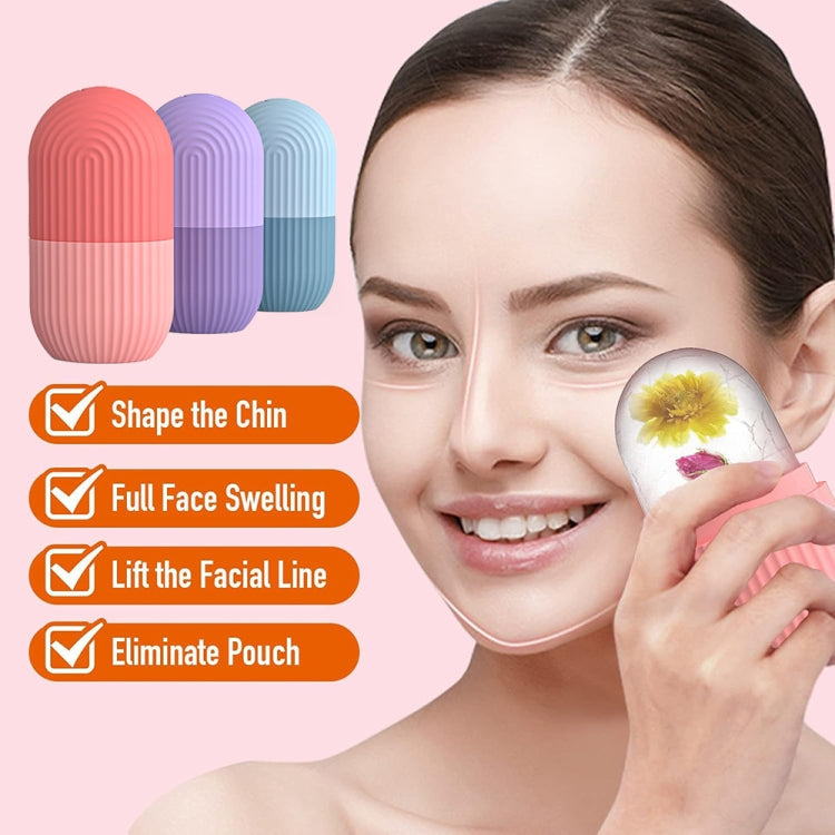 Silicone Wave Pattern Ice Compartment Mould Facial Beauty Massage Pore Shrinking Ice Cube Mold(Pink)