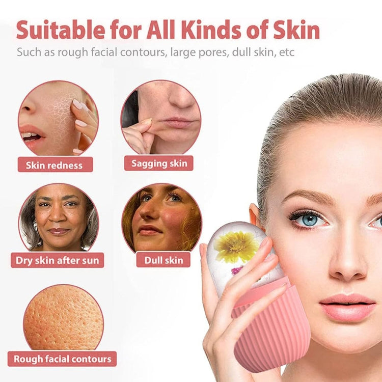 Silicone Wave Pattern Ice Compartment Mould Facial Beauty Massage Pore Shrinking Ice Cube Mold(Pink)