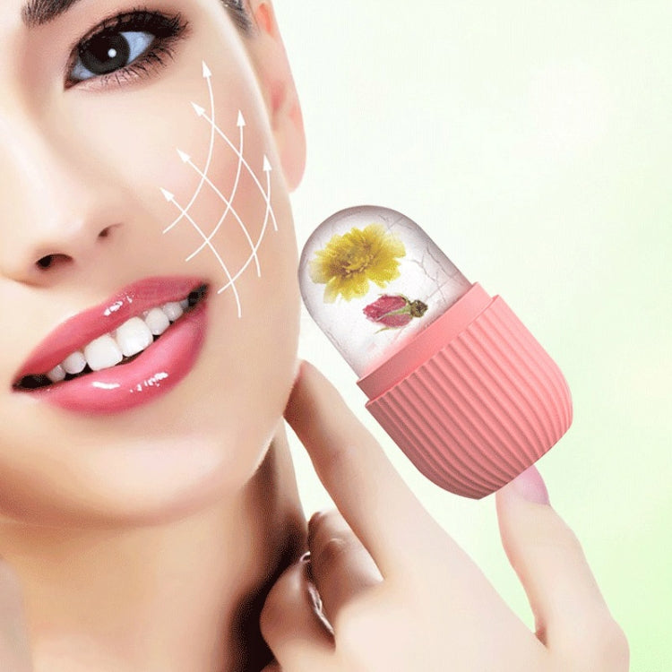 Silicone Wave Pattern Ice Compartment Mould Facial Beauty Massage Pore Shrinking Ice Cube Mold(Pink)