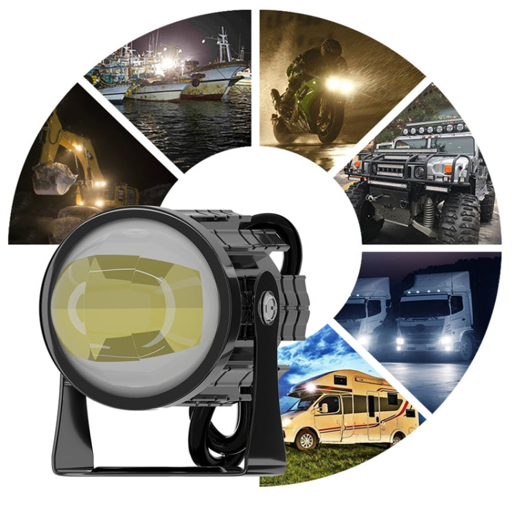 1pair 12V-85V Motorcycle Headlights Dual-color Automotive LED Working Headlights, Color: Yellow + White Light Without Flashing
