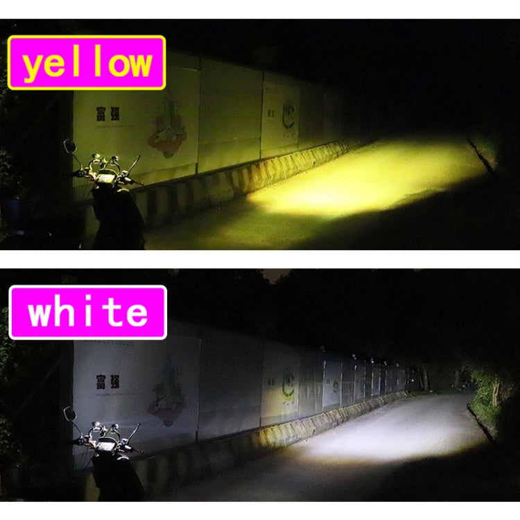 1pair 12V-85V Motorcycle Headlights Dual-color Automotive LED Working Headlights, Color: Yellow + White Light Without Flashing