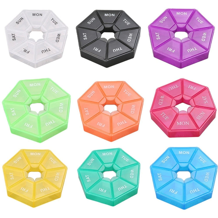 2pcs Portable Transparent Moisture-Proof Weekly 7-grids Pill Storage Box(Purple)