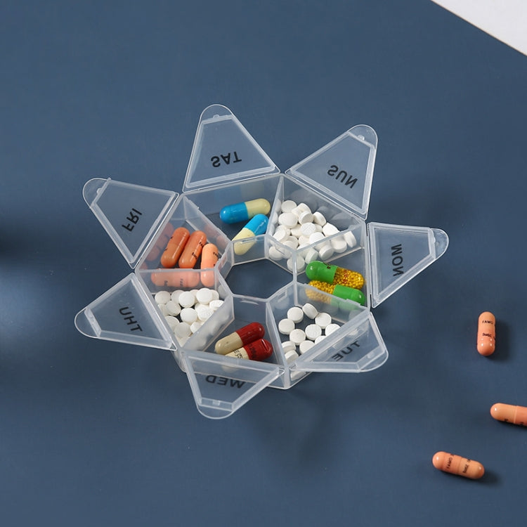 2pcs Portable Transparent Moisture-Proof Weekly 7-grids Pill Storage Box(White)