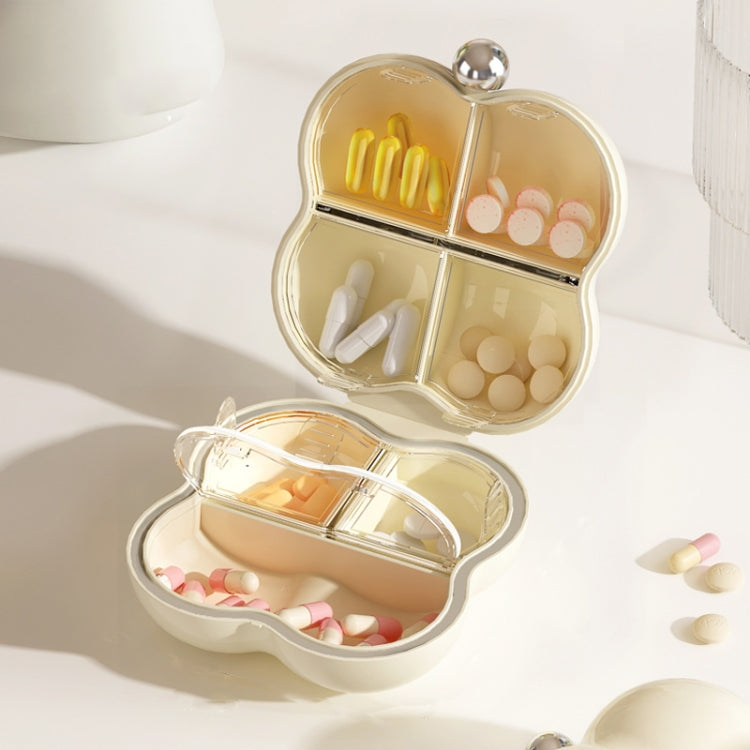 7 Compartment Mini Portable Pill Box Jewelry Sealed Storage Box(Cream White)