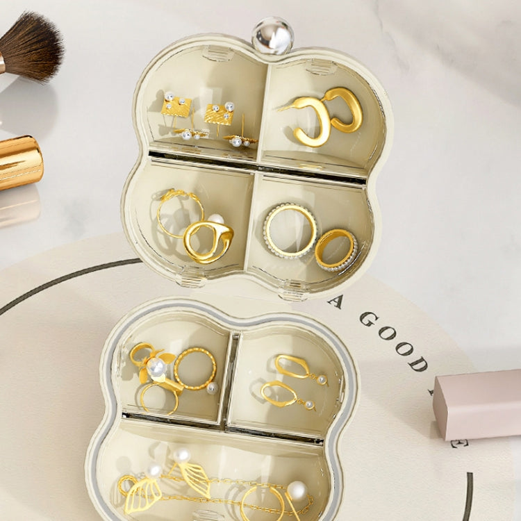 7 Compartment Mini Portable Pill Box Jewelry Sealed Storage Box(Cream White)