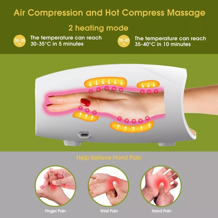 Electric Hand Massager with Heat, 3 Levels Intensity, Convex Point Massage(White)
