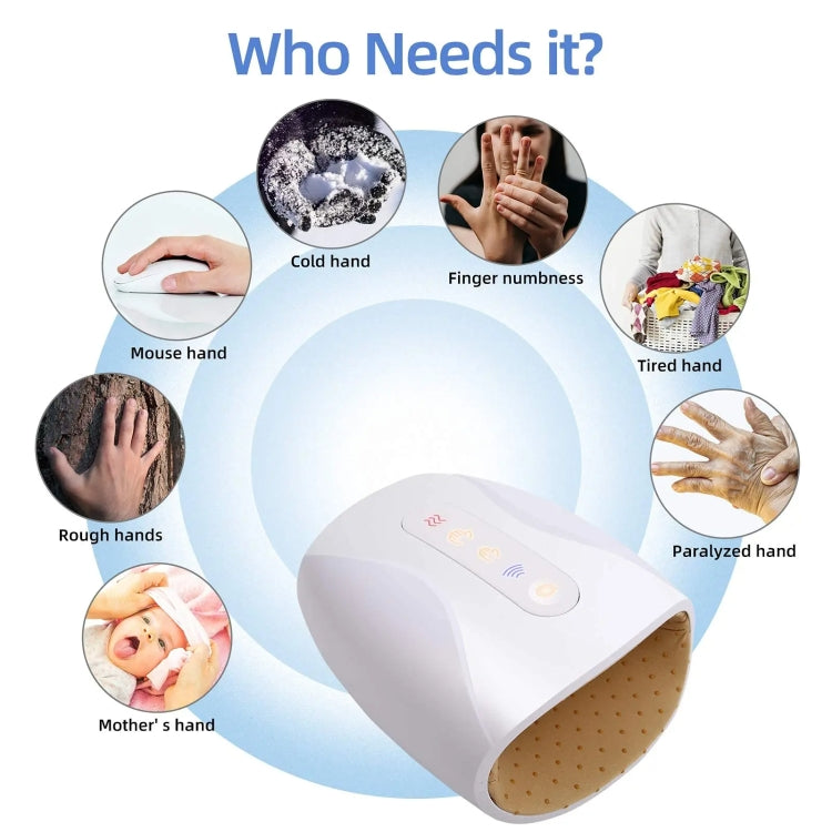 Electric Hand Massager with Heat, 3 Levels Intensity, Convex Point Massage(White)
