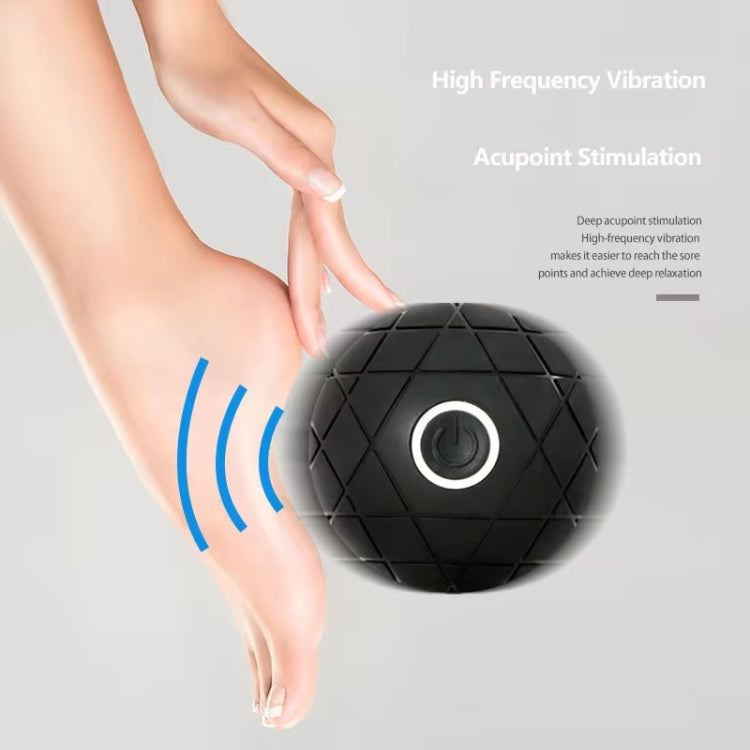 3D Vibrating Yoga Ball Muscle Relaxation Massage Fitness Ball Rechargeable Handheld Silicone Massage Ball(Black)
