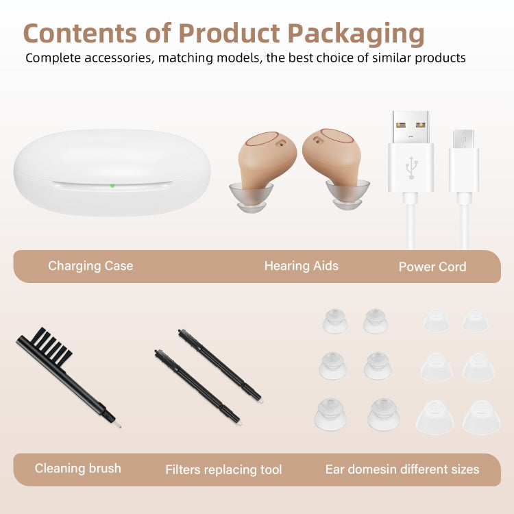 Z-26D1 Digital DSP In-ear TWS Invisible Hearing Aid Rechargeable Touch Control Sound Amplifier(Skin Color)