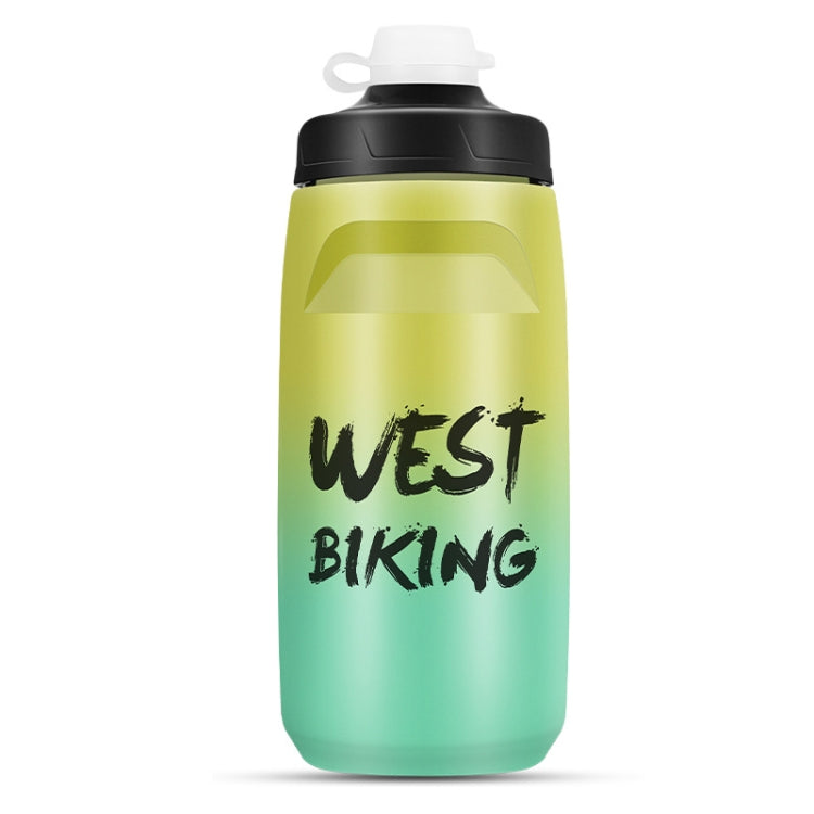 WEST BIKING 620ML Bicycle Water Bottle Portable Outdoor Cycling Water Cup, Color: Yellow Green Gradient