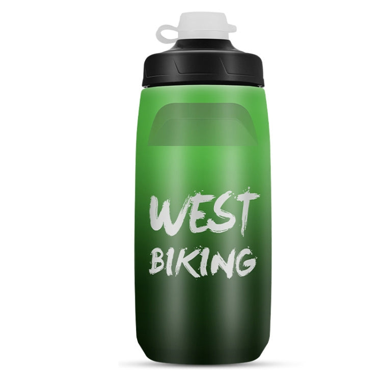 WEST BIKING 620ML Bicycle Water Bottle Portable Outdoor Cycling Water Cup, Color: Black Green Gradient