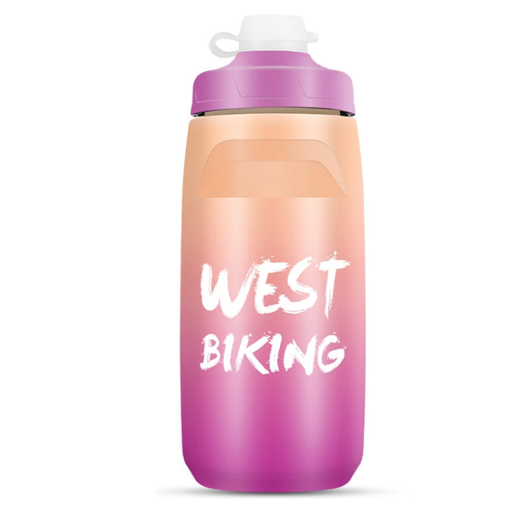 WEST BIKING 620ML Bicycle Water Bottle Portable Outdoor Cycling Water Cup, Color: Orange Purple Gradient