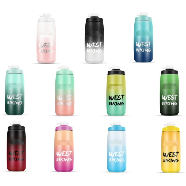 WEST BIKING 620ML Bicycle Water Bottle Portable Outdoor Cycling Water Cup, Color: Black Green Gradient
