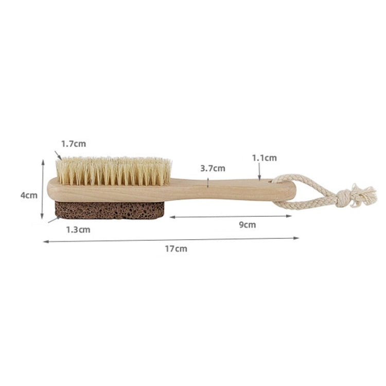 Double-Sided Foot Grinder Pig Bristle Brush Wooden Cleaning Massage Small Brush(Original Color)