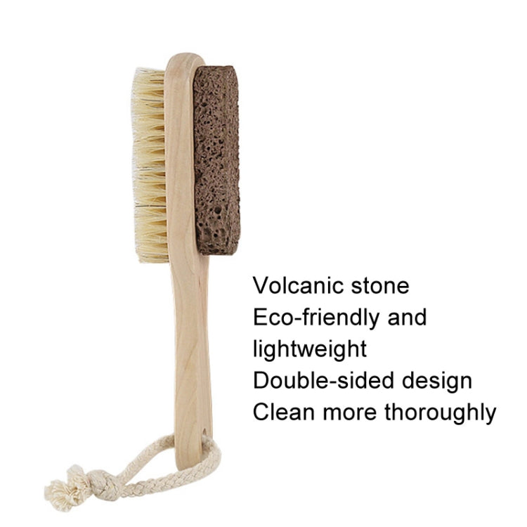 Double-Sided Foot Grinder Pig Bristle Brush Wooden Cleaning Massage Small Brush(Original Color)