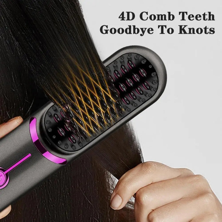 Wireless Hair Straightening Comb USB Charging Curling Iron(Black)