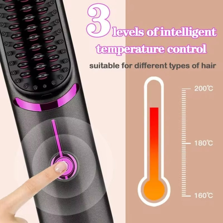 Wireless Hair Straightening Comb USB Charging Curling Iron(Black)