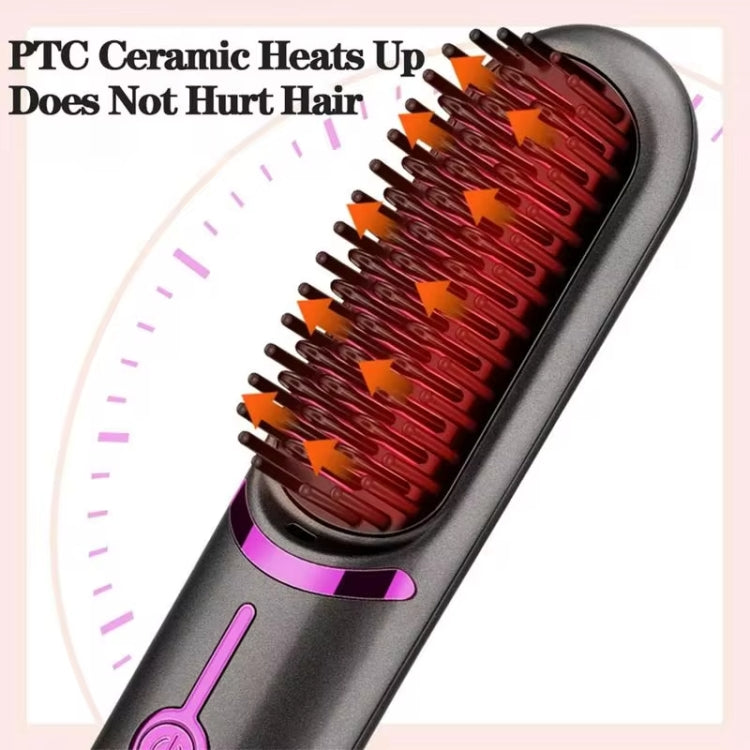 Wireless Hair Straightening Comb USB Charging Curling Iron(Black)