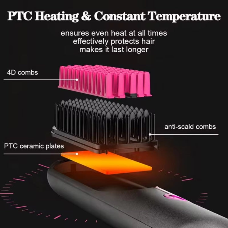 Wireless Hair Straightening Comb USB Charging Curling Iron(Gray)