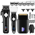 3pcs /Set Men Home Hair Salon High-power Hair Clipper(Black)