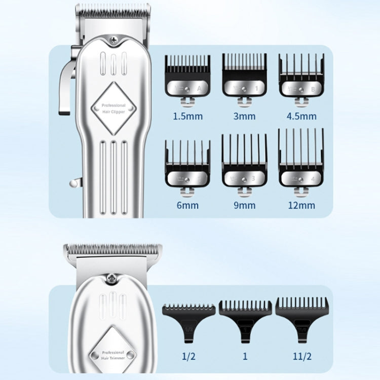 3pcs /Set Men Home Hair Salon High-power Hair Clipper(Gold)
