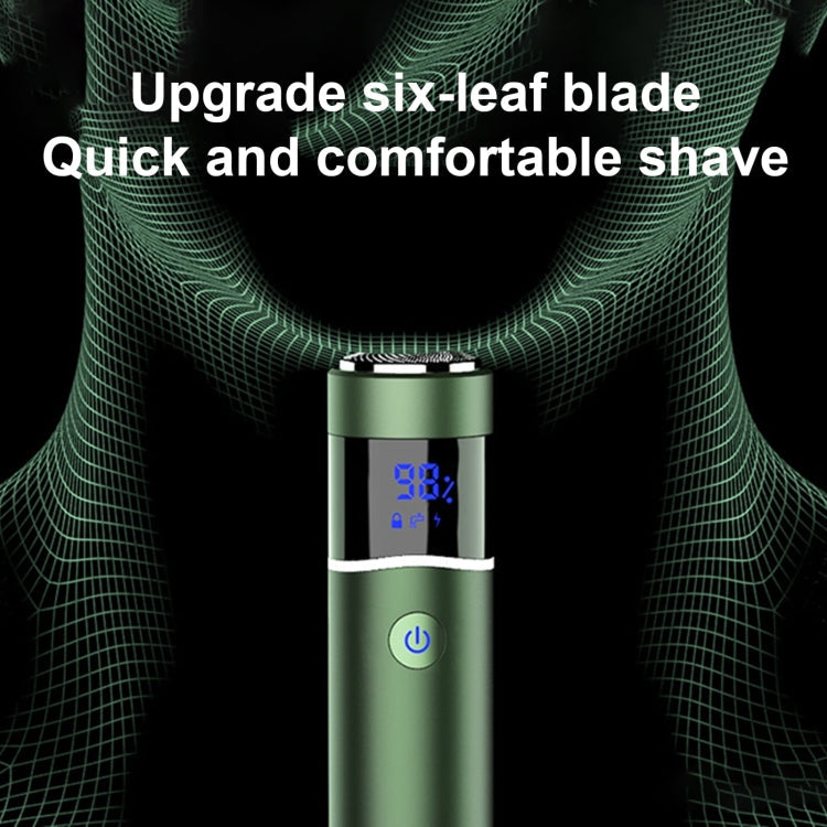 S-1090 IPX7 Waterproof 8D Portable LED Digital Display Round Electric Shaver(Green)