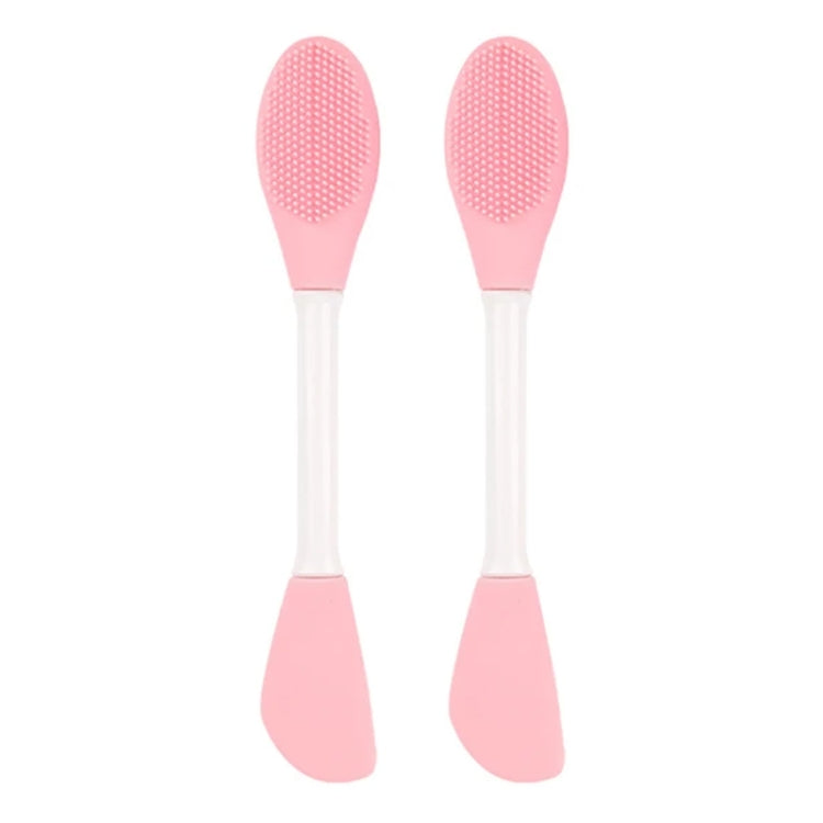 2pcs Dual Head Silicone Face Mask Brush Face Cleansing Massage Brush Mud Mask Applicator(Pink)