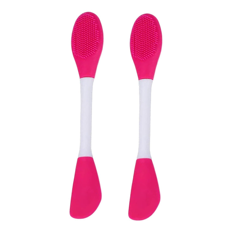 2pcs Dual Head Silicone Face Mask Brush Face Cleansing Massage Brush Mud Mask Applicator(Rose)