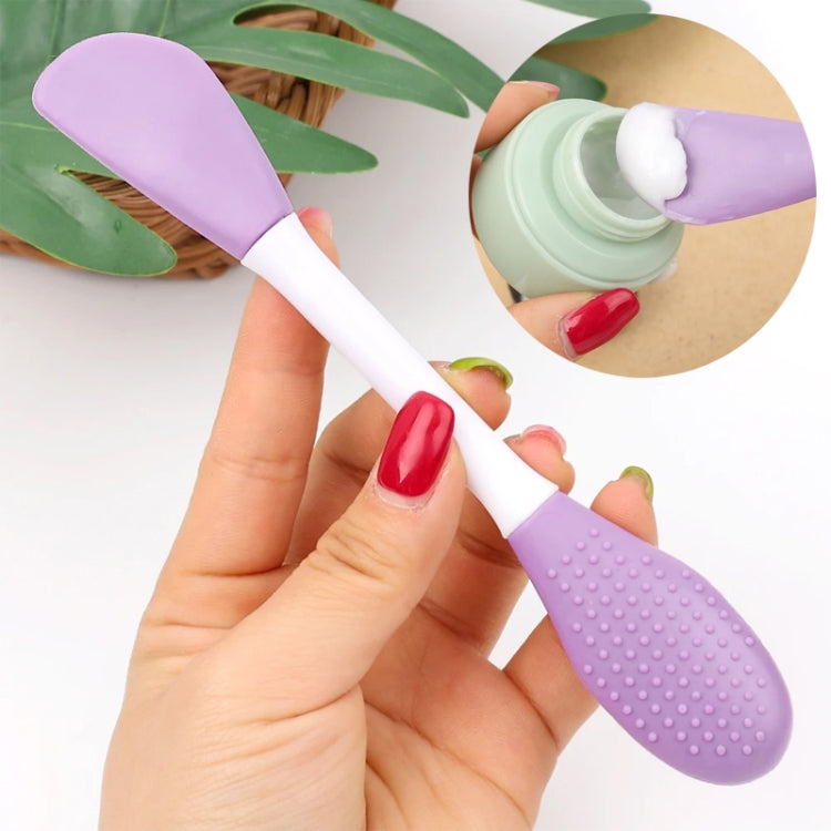 2pcs Dual Head Silicone Face Mask Brush Face Cleansing Massage Brush Mud Mask Applicator(Purple)