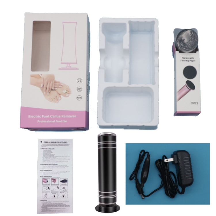 Electric Foot Grinder Calluses Dead Skin Remover With 60pcs Replaceable Sandpaper Discs EU Plug(Black)