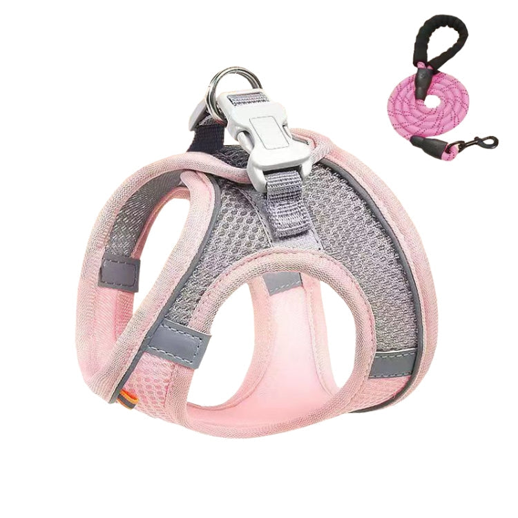 Undershirt Style Pet Chest Harness Summer Breathable Reflective Dog Leash, Style: Pink+1.5m Round Rope(S)