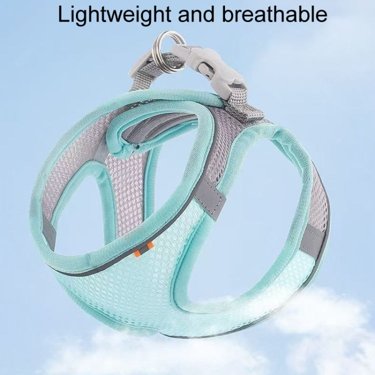 Undershirt Style Pet Chest Harness Summer Breathable Reflective Dog Leash, Style: Green+1.5m Round Rope(S)