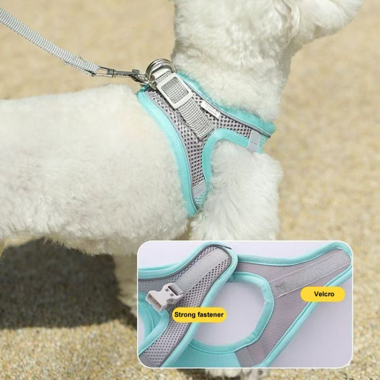 Undershirt Style Pet Chest Harness Summer Breathable Reflective Dog Leash, Style: Blue+2m Round Rope(XXS)