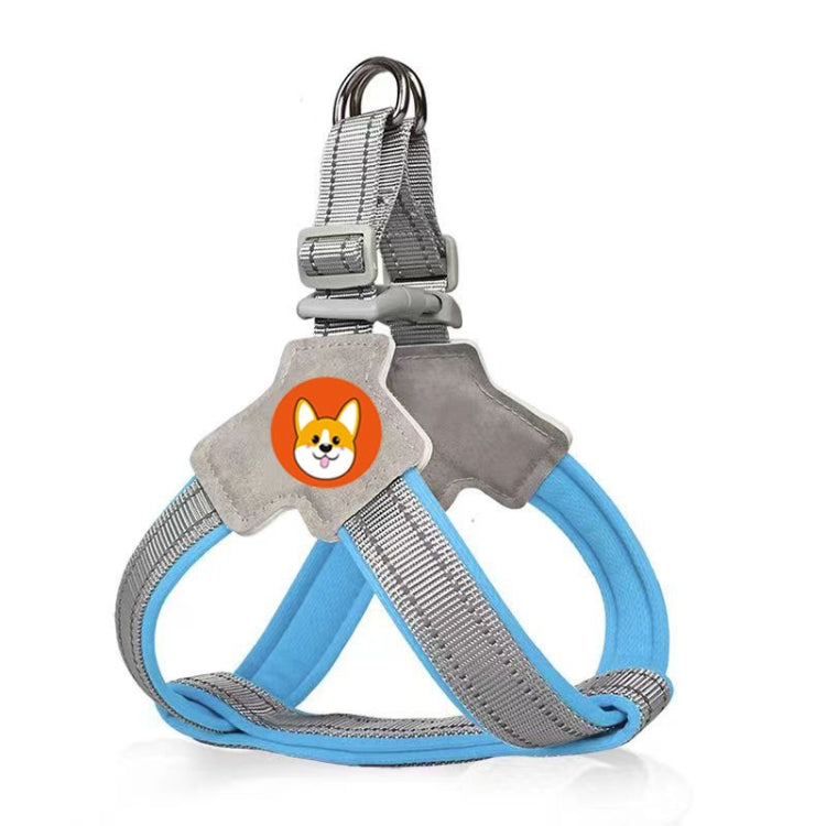 Saddle Style Pet Chest Harness Breathable Reflective Dog Leash, Style: Single Blue(XL)