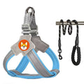 Saddle Style Pet Chest Harness Breathable Reflective Dog Leash, Style: Blue+1.5m Round Rope(M)
