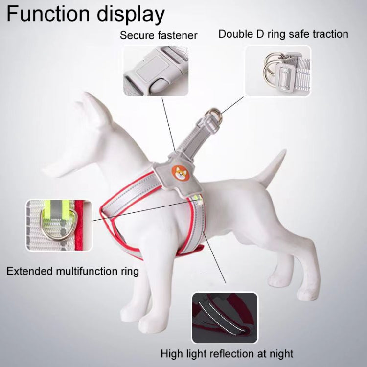 Saddle Style Pet Chest Harness Breathable Reflective Dog Leash, Style: Single Red(XL)
