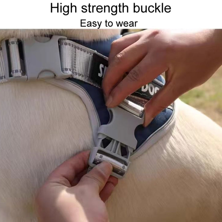 Large Dog Explosion Proof Punch Chest Harness Dog Travelling Leash, Style: Black+2m Round Rope(S)
