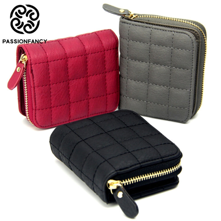 Women  Short Zipper Cute Coin Purse Mini Wallet(Dark Grey)