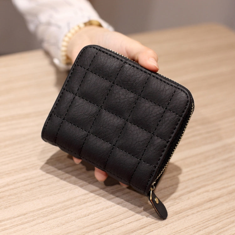Women  Short Zipper Cute Coin Purse Mini Wallet(Black)