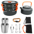 Outdoor Supplies Camping Portable Teapot Set Pot Set(Orange Handle)