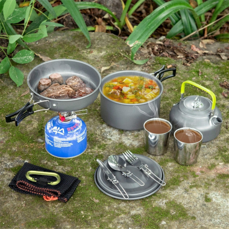 Outdoor Supplies Camping Portable Teapot Set Pot Set(Orange Handle)
